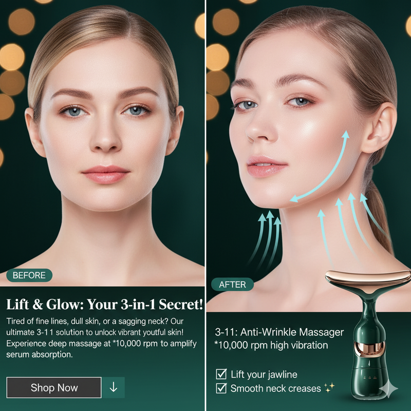 2 In 1 Anti Wrinkles  Facial Massager For Skin Care